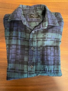 Portuguese Flannel Plaid Flannel Shirt XS Blue Green Black